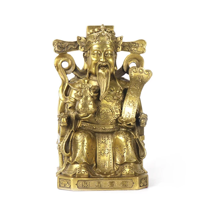 

LAOJUNLU God Of Wealth Pure Copper Fortune Lucky Decoration Old Bronze Antique
