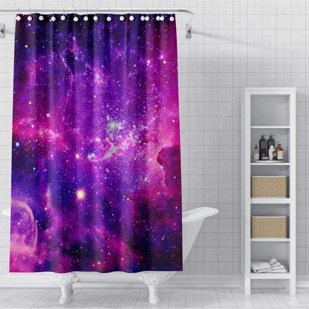 Занавески для душа из водонепроницаемой ткани с рисунком звездного неба