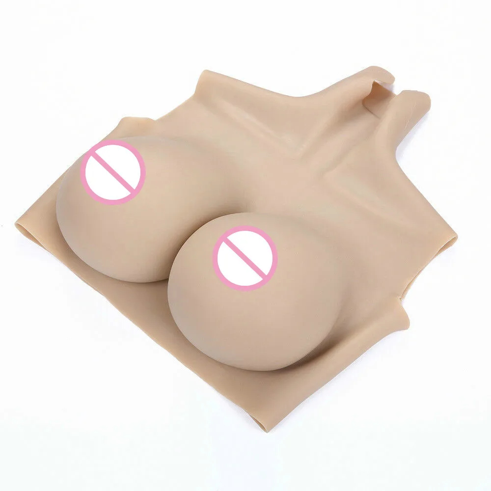 Halfbody Soft Silicone False Boobs Suit Crossdresser Drag Queen HH Cup Fake Breast Forms