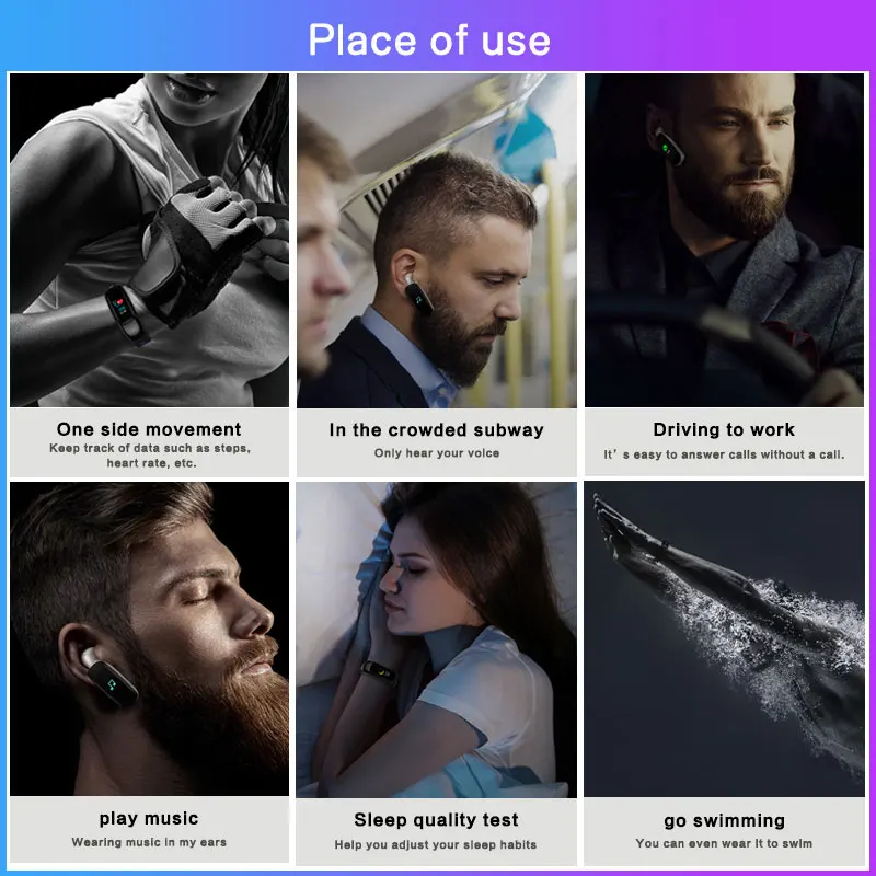 Caridite Популярные умные часы с беспроводными наушниками Bluetooth 5 0 измерение