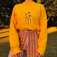 2021 fashion autumn o neck pullovers european and american style streetwear y2k 90s clothes sunflower print womens sweatshirt