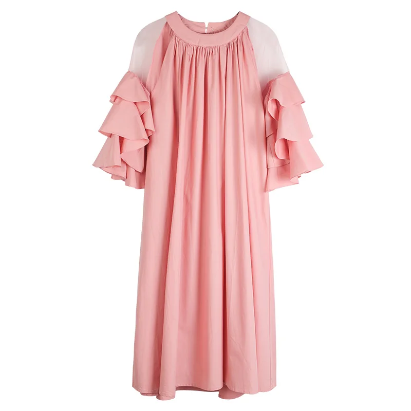 Vestido rosa vestidos de las mujeres elegantes de moda de verano de 2021 negro blanco suelto Casual fiesta de ropas de vestido