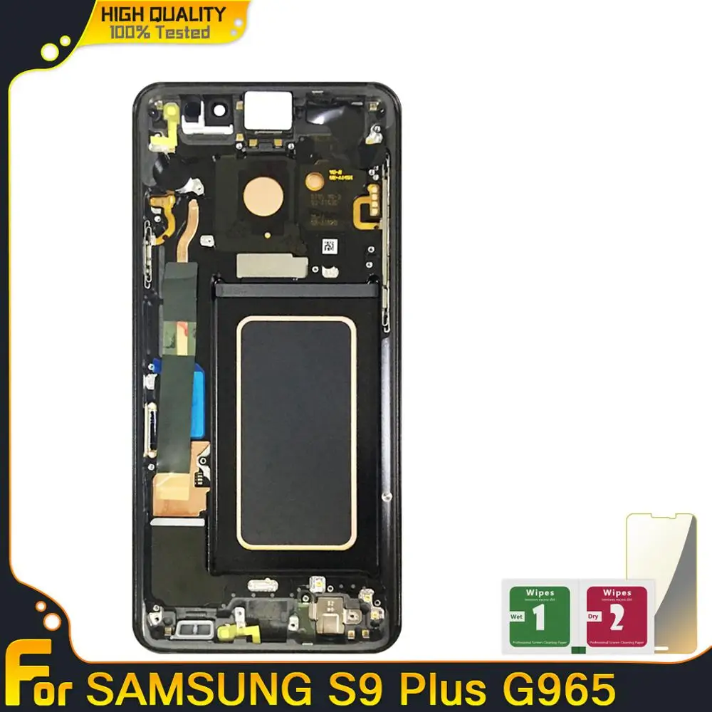 Новые запасные части для ЖК-экранов с рамкой Samsung Galaxy S9 Plus G965F G965U G965 ЖК-дисплей