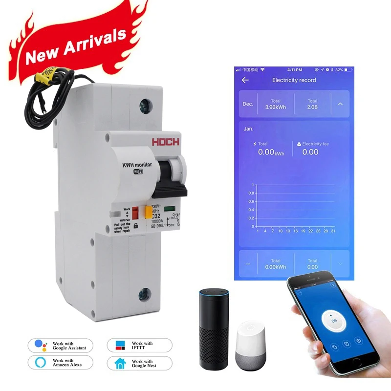 HOCH 1P WIFI автоматический выключатель мониторинг энергии заводской таймер