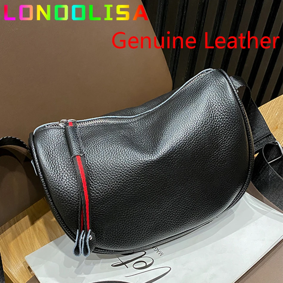 

Women Leather Shoulder Bag Fashion Brand High Quality Natural Cowhide Female Crossbody Saddle Sac Luxury Small Messenger Tote