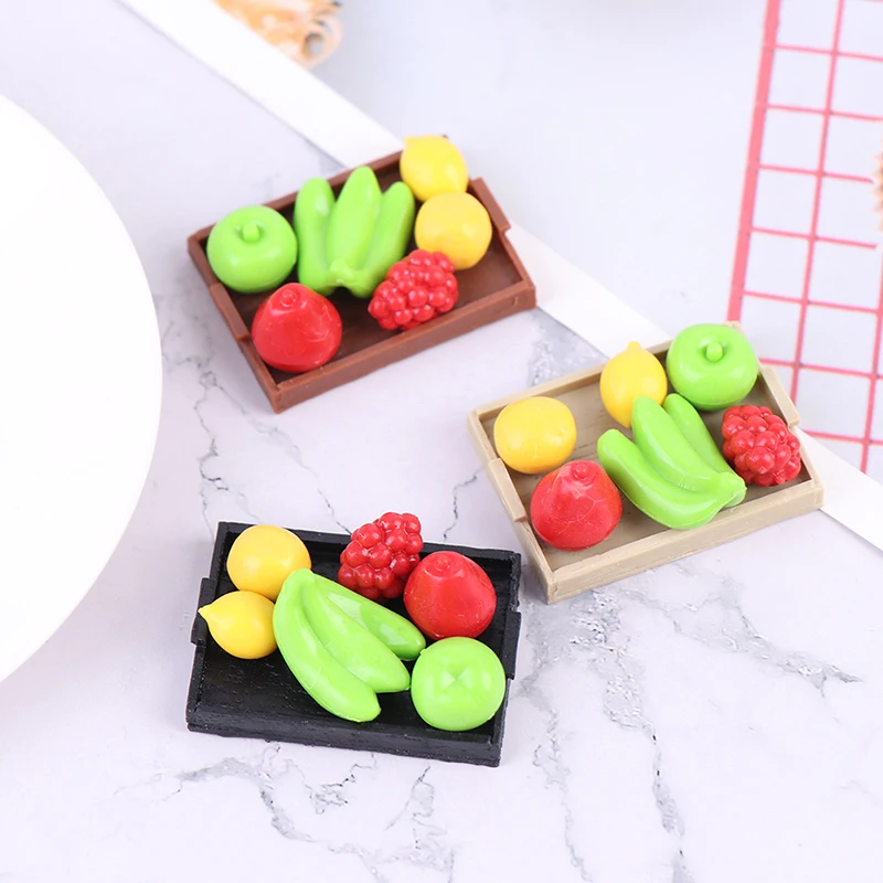 

1:12 миниатюрный поднос для кукольного домика, искусственный фрукт, набор, кухонная декоративная модель, игрушка для украшения кукольного до...