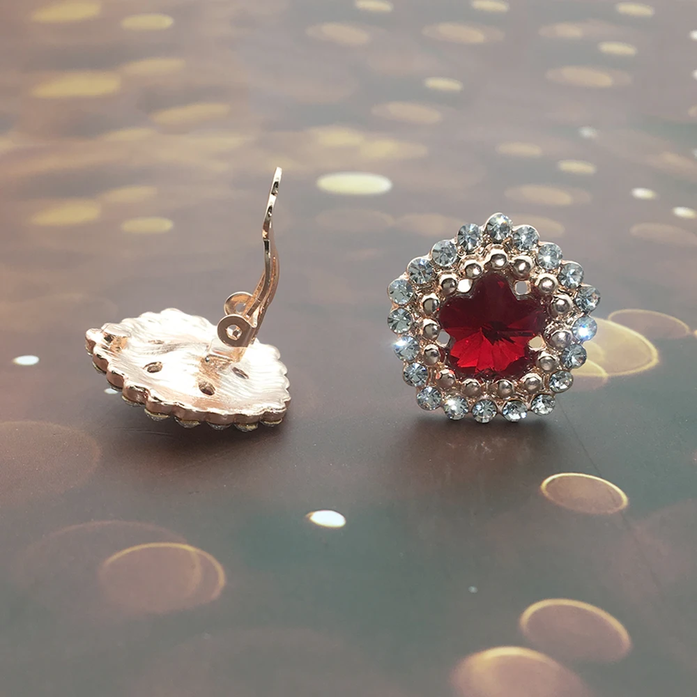 Женские серьги-клипсы красные большие стразы Ювелирное Украшение в европейском