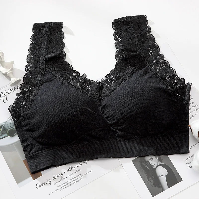 

Hot Backless Lace Gathered Wire Free Vests.Women's Sleep Tube Top Girls Sports Bra Women Ladies Tops