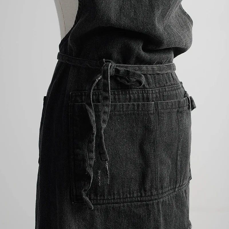 Винтажные синие кухонные джинсовые фартуки для мужчин женщин домашняя одежда