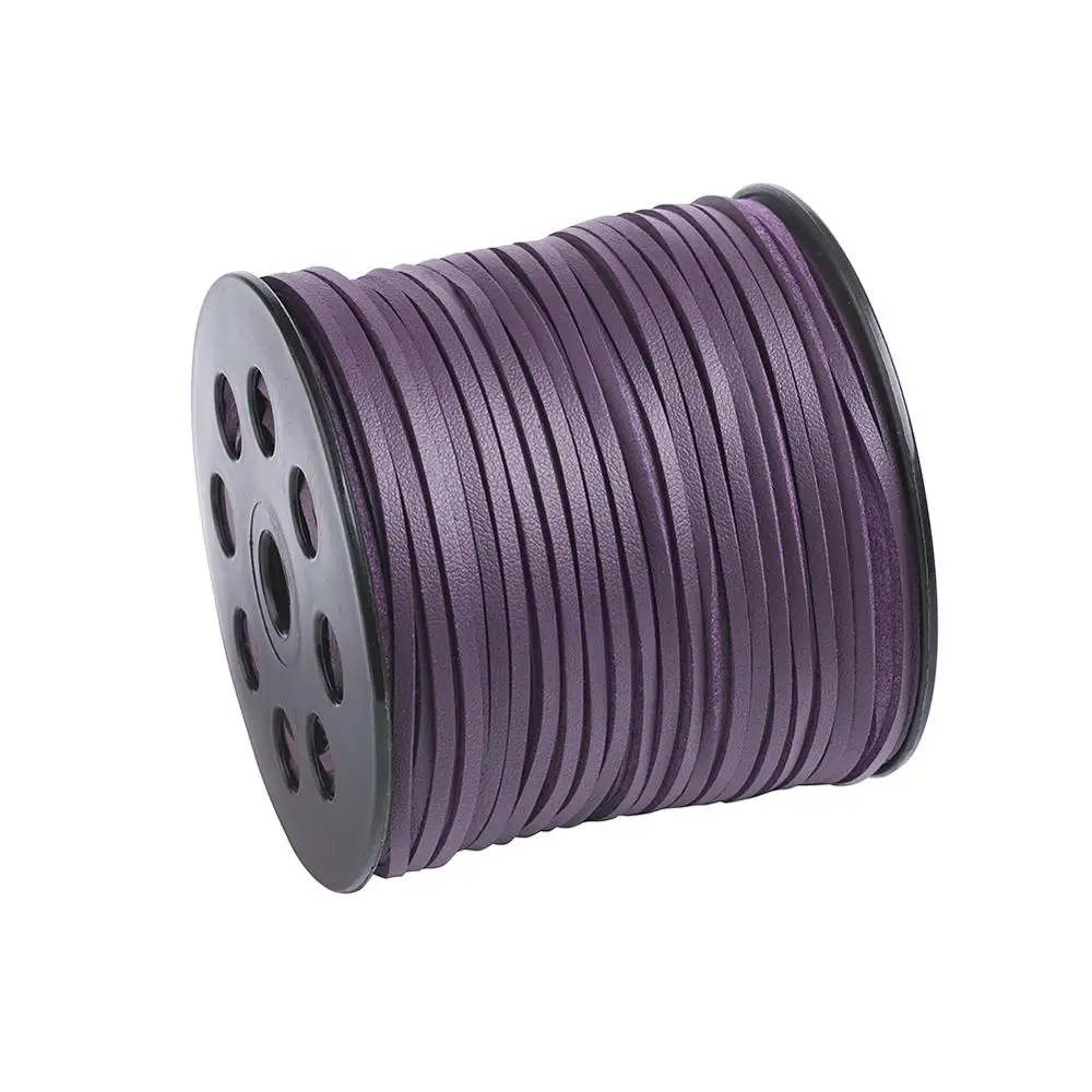 Purple 90 м/рулон шнура из искусственной замши одностороннее покрытие из искусственной кожи для самостоятельного изготовления ювелирных изделий браслет и ожерелье 2,7x1,4 мм - Цвет: Purple