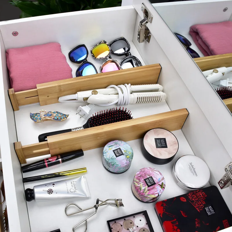 Бамбуковый ящик разделитель регулируемый и раскладной органайзер для спальни