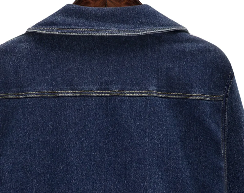 Женская джинсовая куртка Повседневная с длинным рукавом модная большого размера