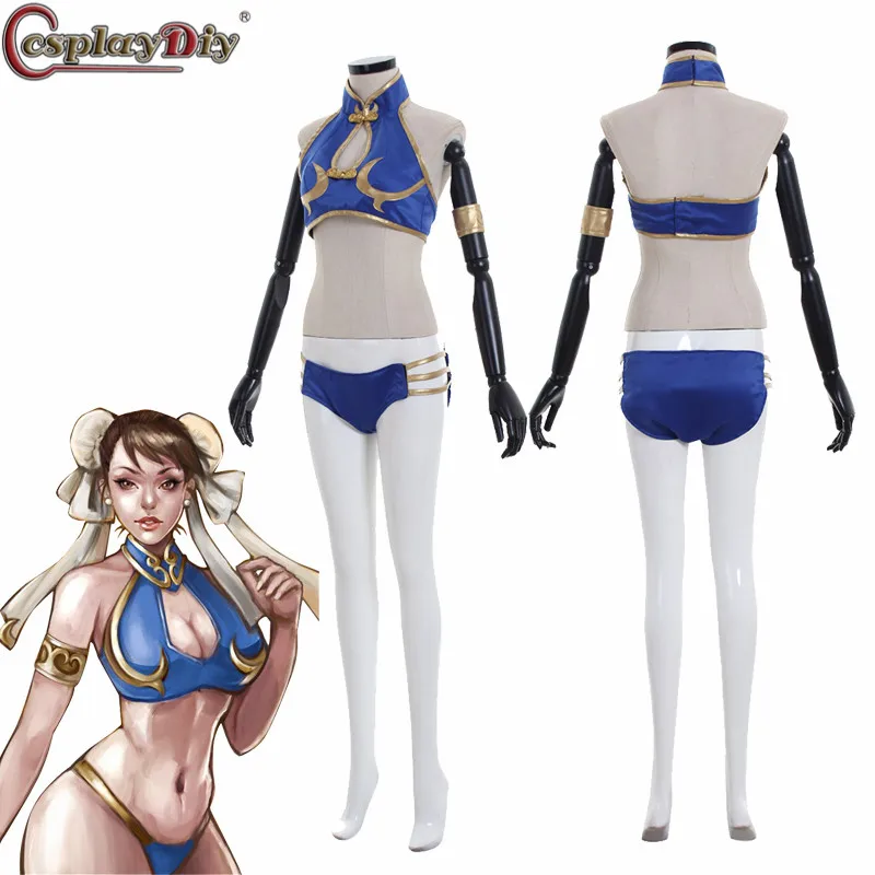 

Cosplaydiy Chun Li Cosplay Costume Fighting game Chuhn-lee Sexy Dress Kungfu Chunli Blue suit Carnival Halloween custom made