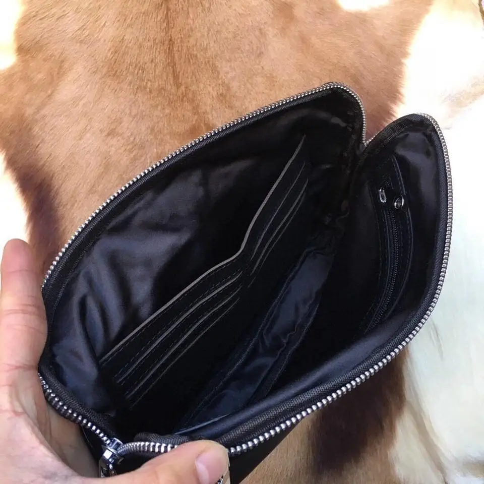 

2021 Men's black nylon clutch bag fashion casual business office portable multi-function coin purse card holder
