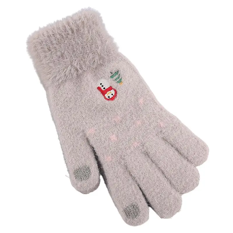 

Women Winter Plus Velvet Warm Touch Screen Gloves Cute Snowman Christmas Mittens T5UF