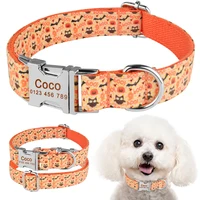 personalized dog collar floral nylon small large pet free engraved name id xs l
