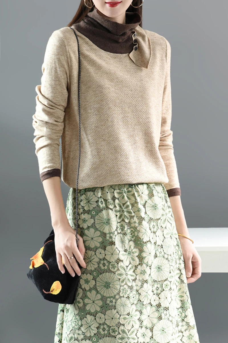 Осенне-зимний свитер модные женские тонкие пуловеры с отделкой новинка 2019