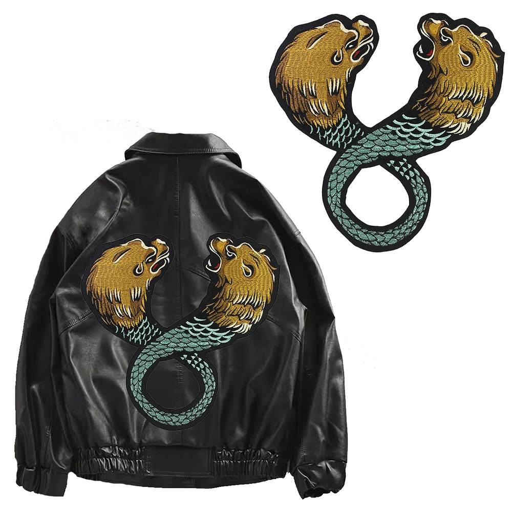 Двойные головки искусственная аппликация Приклеивание утюгом для рок куртки