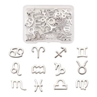 24pcsbox 12 zodiac sign pendants taurus leo zinc alloy charms for jewelry making diy twelve constellation necklace accessories