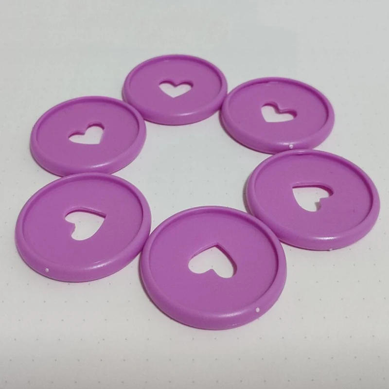 purple 35mm 50 шт. сердце блокнот Грибное отверстие кнопка блокнот пластиковый лист катушки 360 градусов складной диск Пряжка школьные офисные принадлежности - Цвет: purple 35mm