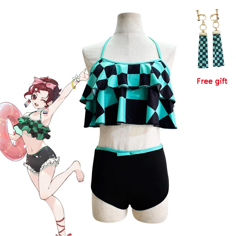 

Kamado Tanjirou Swimsuit Suit Anime Demon Slayer Cosplay Costume Woman Bikini Beach Swimsuits Set Summer Bathing Suit for Girl