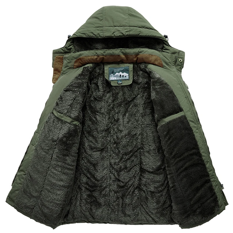 

New Military Thick Warm Man Jacket Winter Parkas Casual Cotton Padded Jacket male Multi-Pocket Fur Hoodies Men coat Parka Hombre