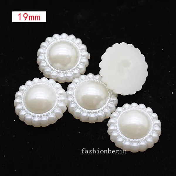 100p 19mm lace round Имитация жемчуга цвета слоновой кости для скрапбукинга, украшения для рукоделия, украшения для ногтей, изготовление свадебных открыток, сшитые бусины для одежды, разные формы - Цвет: 100p 19mm lace round