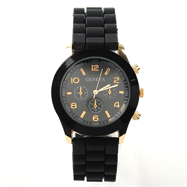 Женева новые модные женские часы с силиконовым ремешком тремя глазами