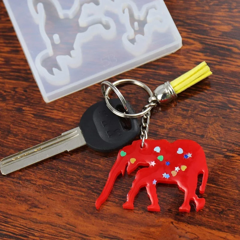 

6PCS Mini Animal Resin Mold Silicone Keychains Epoxy Resin Casting Molds with 20Pcs Key Rings for DIY Necklace Pendant