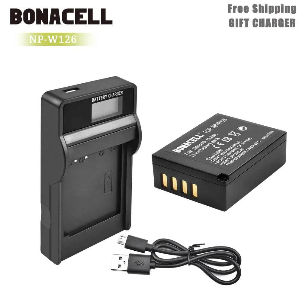 Bonacell для Fujifilm NP W126 W126S батарея + ЖК зарядное устройство X M1 A1 T1 X100F T2 A10 E2S T20 HS30EXR