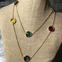 funmode multicolor cubic zircon link chain sweater necklace for women party accessories jewelry mujer wholesale fn248