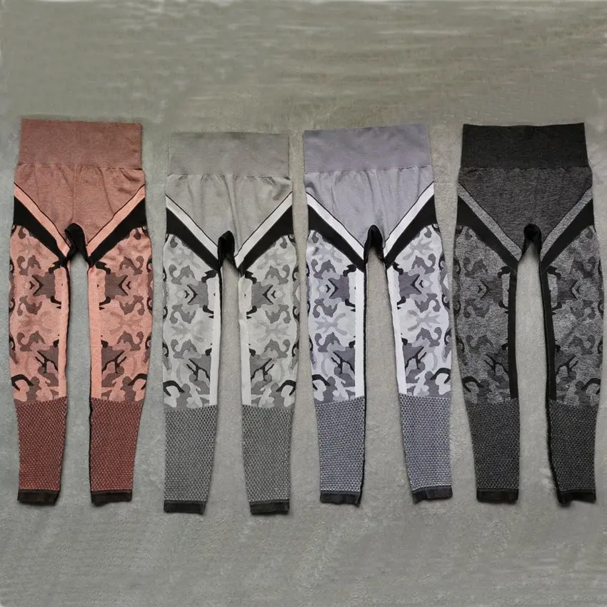 

Women Seamless Yoga Sets Camouflage Sports Sets Long Sleeve Crop Top Shirts High Waist Yoga Pants Fitness Gym Clothing Yoga Suit