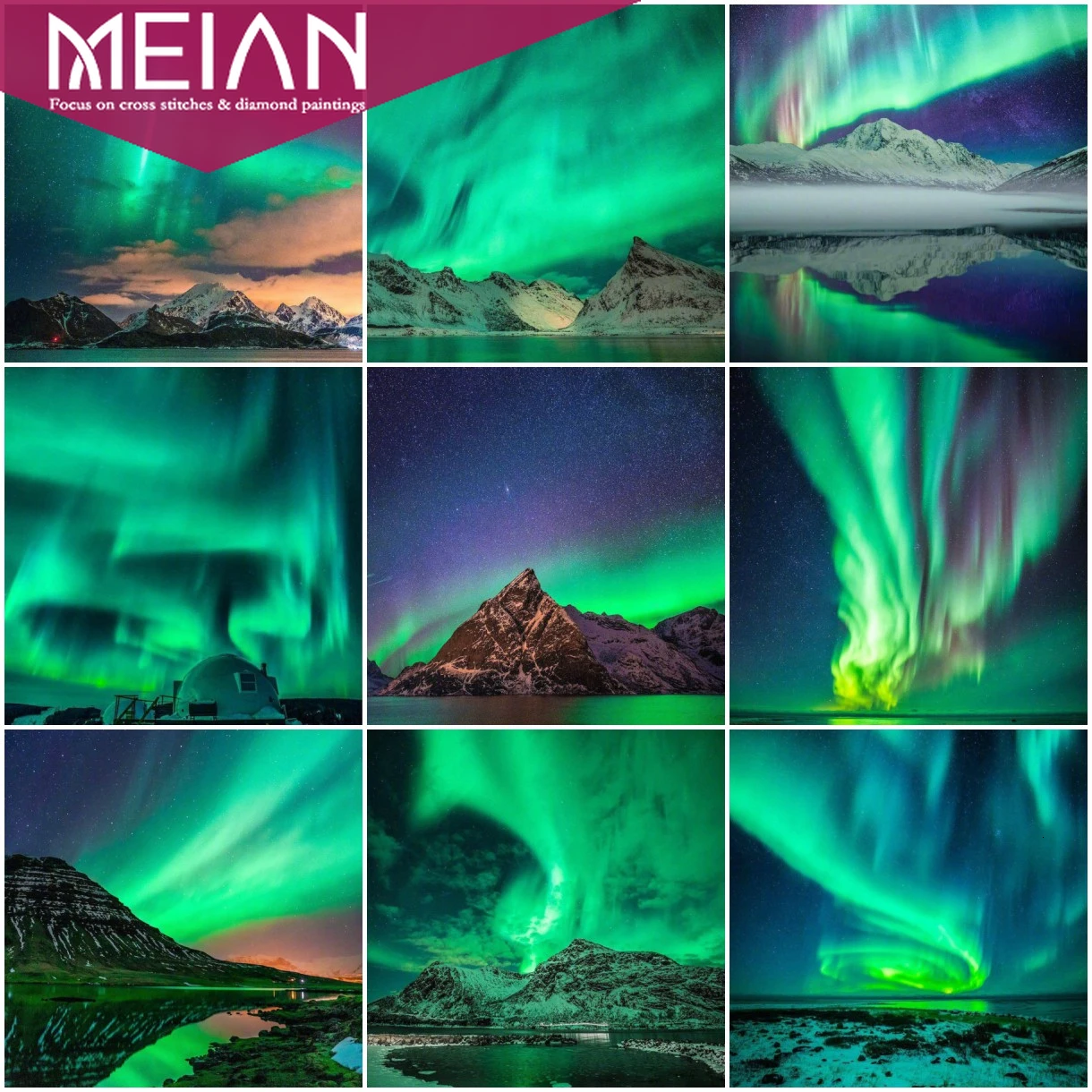 2020 Эра Аврора алмазная живопись пейзаж Полный Круглый Алмаз Вышивка горный