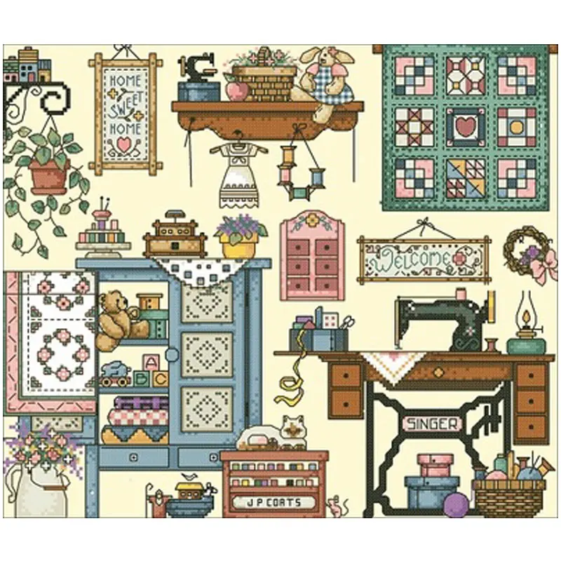 

Sewing machine objects patterns Counted Cross Stitch 11CT 14CT DIY Cross Stitch Kits Embroidery Needlework Sets home decor