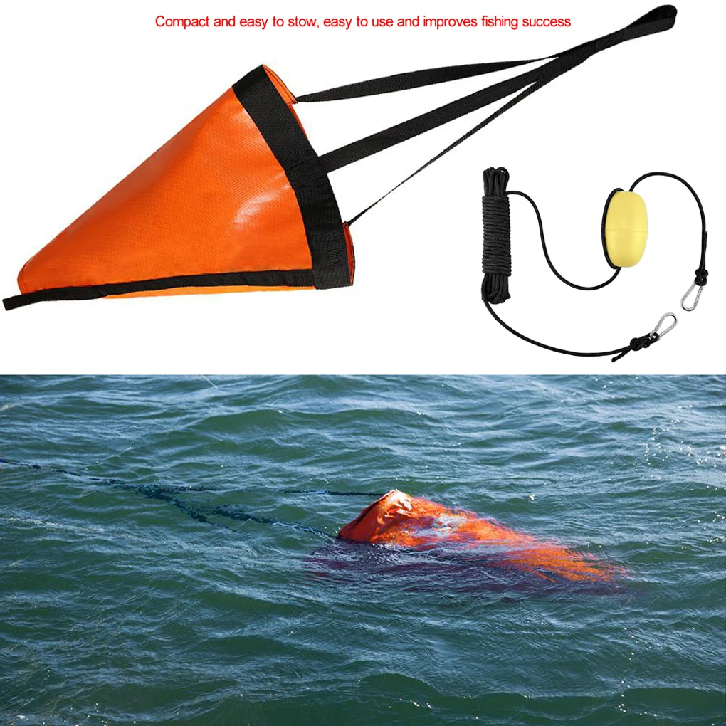 

18 Inch Boat Drogue with Buoy Brake Portable Reinforced Retrieving Rope Throw Line Fishing Accessory 30ft