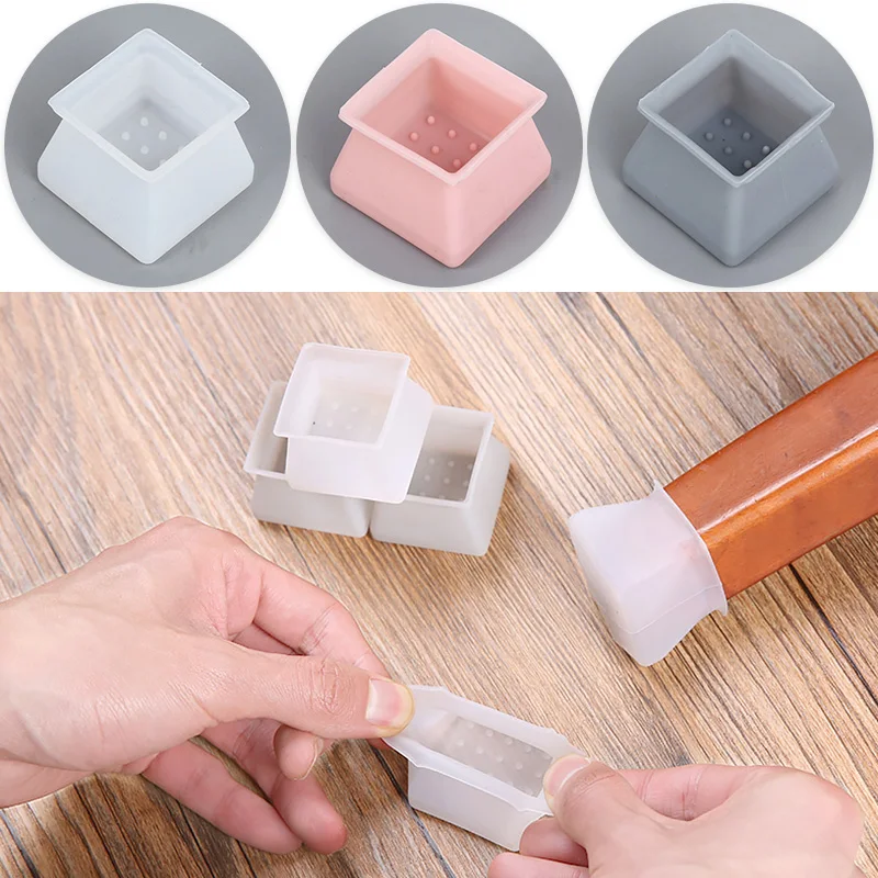 

4Pcs Silicone Non-slip Mat Table Chair Leg Cap Pad Furniture Table Feet Cover Floor Protector Table Chair Foot Protection Cover