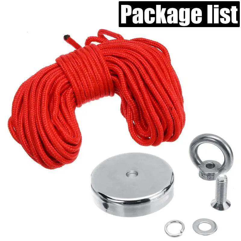 

400KG D80mm Strong Powerful Neodymium Magnet Hook Salvage Magnet Sea Fishing Equipment Holder Pulling Mounting Pot+10m Rope