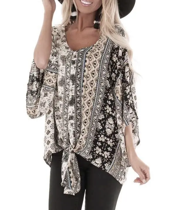 

Fall and winter of 2019 New Europe and the United States express eBay Amazon popular floral leopard knot cardigan shirt