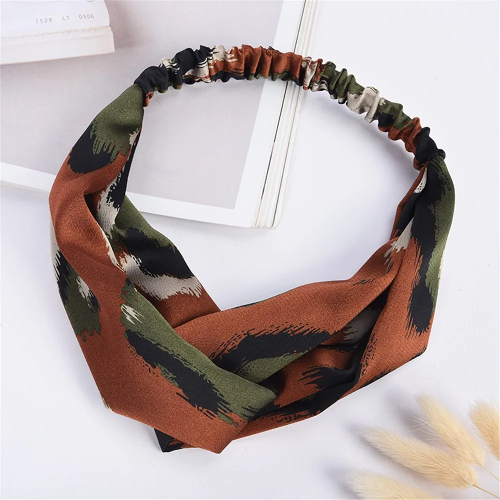 

Boho Leopard Women Spring Autumn Suede Headband Vintage Cross Knot Elastic Hair Bands Soft Solid Girls Hairband Hair Accessories