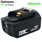 Литий-ионная аккумуляторная батарея BL1860 BL1880 18 в 8000 мАч для Makita BL1840 BL1850 BL1830 BL1860B LXT400, сбалансированная защита