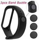 Черный ремешок для часов с пряжкой для Mi Band 3 4, сменная кнопка из алюминиевого сплава для умных часов Xiaomi Miband 3, умные часы, 3 шт.