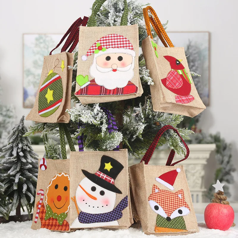 Santa Sacks Bags Candy Dragee Apple Handles for Gift Christmas Decorations Home New Year 2021 Presents Women Bag 2020 | Дом и сад
