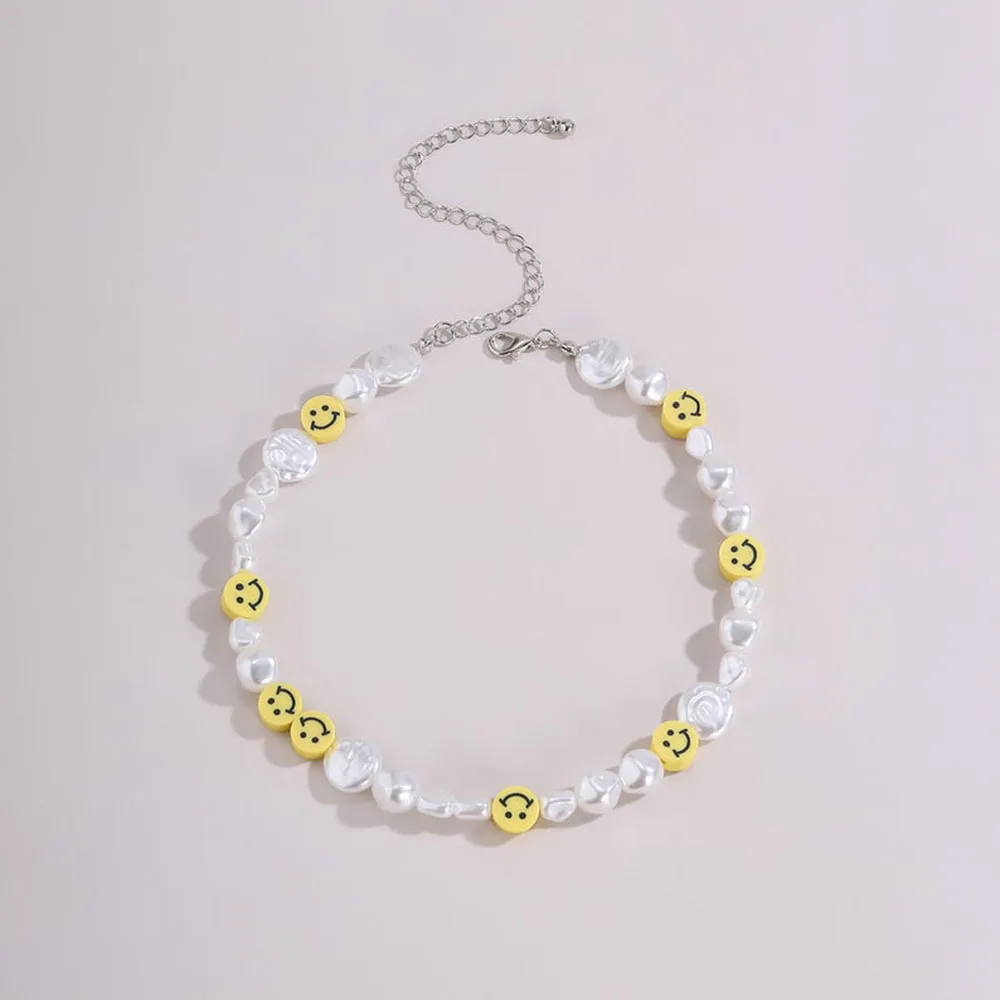 

Bohemian ethnic style luxury special-shaped pearl necklace 2021 fashion smiley short jewellery A great gift for girls