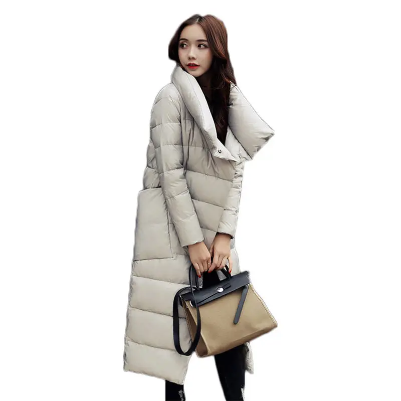 Однотонная новая зимняя куртка Длинные парки Женская теплая хлопковая одежда 2019