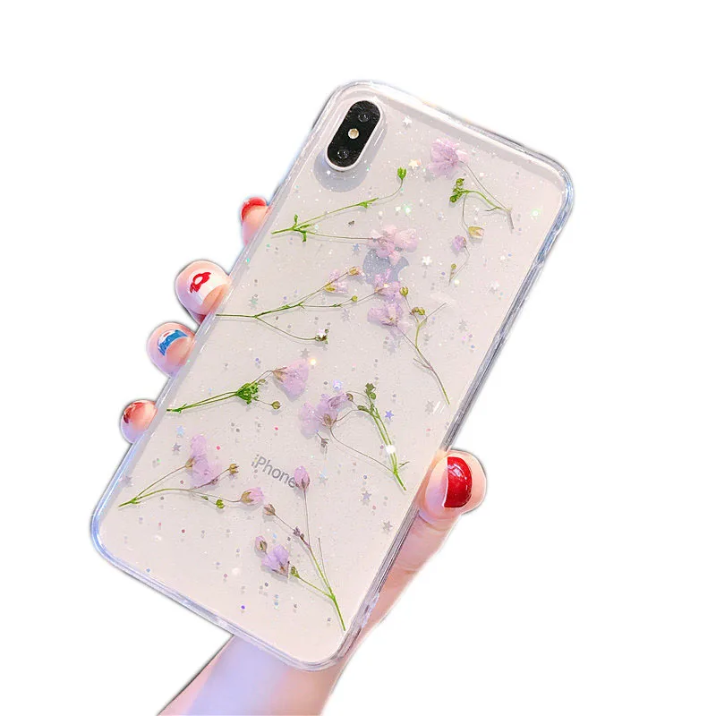 

Transparent small floral phone case is suitable for iPhone11 12Pro Max mini X XR XSMax 8 7 6PluS anti-drop protective back cover