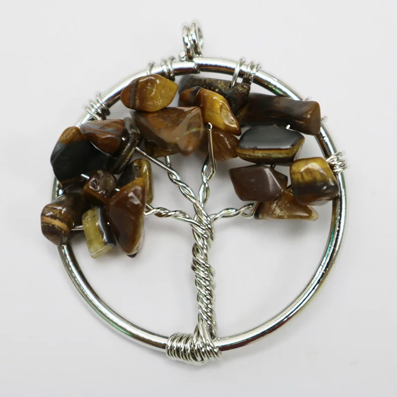 7 Chakra Quartz Natural Stone Tree of Life Pendulum Pendant For Women Healing Necklaces Reiki Jewelry 30mm | Украшения и