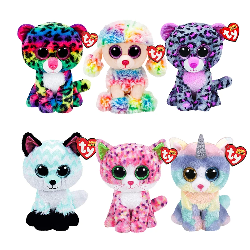 

Ty Beanie Boos 6" 15CM Big Eyes Leopard Unicorn Fox Cat Dog Owl Series Cute Plush Toy Stuffed Animal Doll Boy Girl Birthday Gift