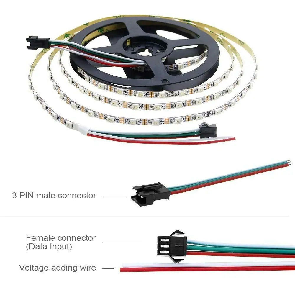1 м WS2812B 60 Светодиодный s 5 мм Ширина 5050 RGB светодиодный полосы света пикс./м прибор