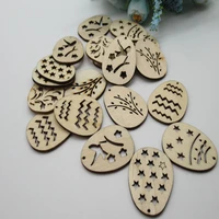 50 pcs lot new easter wooden egg handmade diy oval hollow wood chip holiday decoration accessories