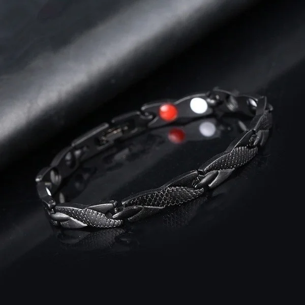 

Male Fashion Magnetic Weight Loss Bracelet Dragon Printing Anti-fatigue Polished Anti-snoring Health Energy Bracelet Jewelry